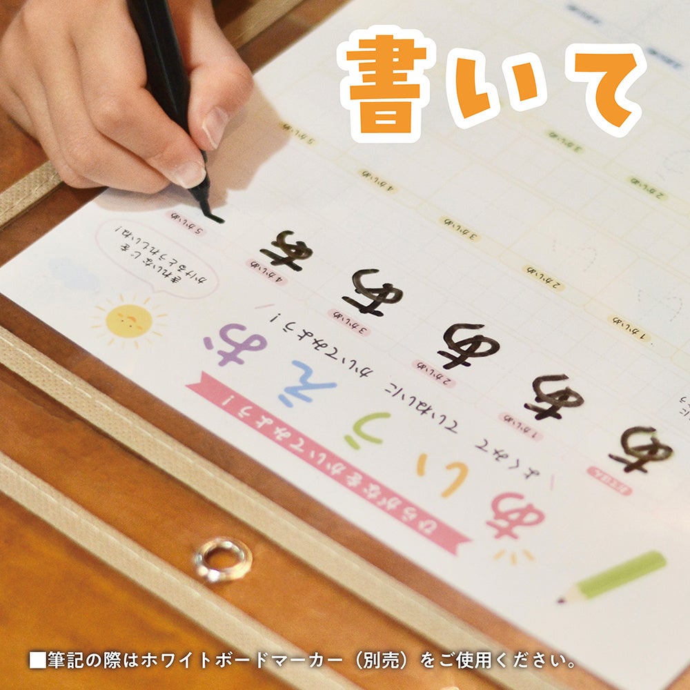 ホルダー上への筆記例。ホワイトボードマーカーは別売。